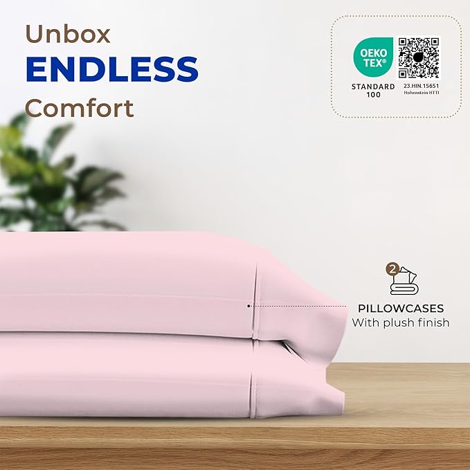 Thread Spread 100% Egyptian Cotton King Size Pillow Cases Set of 2 - Luxury 1000 Series Paradise Collection Pillow Cases King Size (Blush), Soft Cooling Hotel Egyptian Cotton Pillowcases