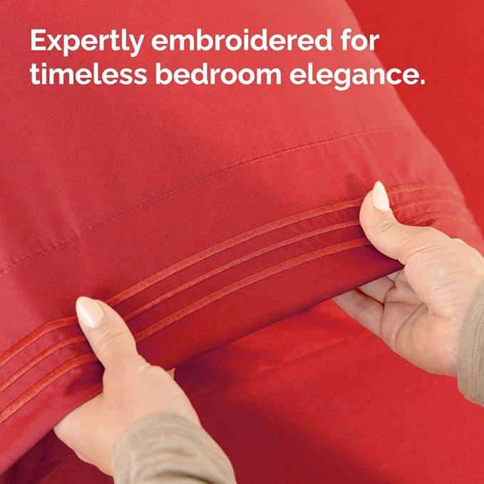 King Standard Pillow Cases Set of 2 - Ultra-Soft Hotel Quality Pillowcase Covers - Comfy, Cozy & Fade Free - Wrinkle Resistant - Machine Washable Pillow Protectors - 2 Piece Set - Red