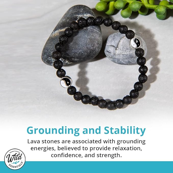 Wild Essentials 7 Chakras Lava Stone Essential Oil Diffuser Bracelet, Adjustable, Aromatherapy Womens Jewelry Gift Set