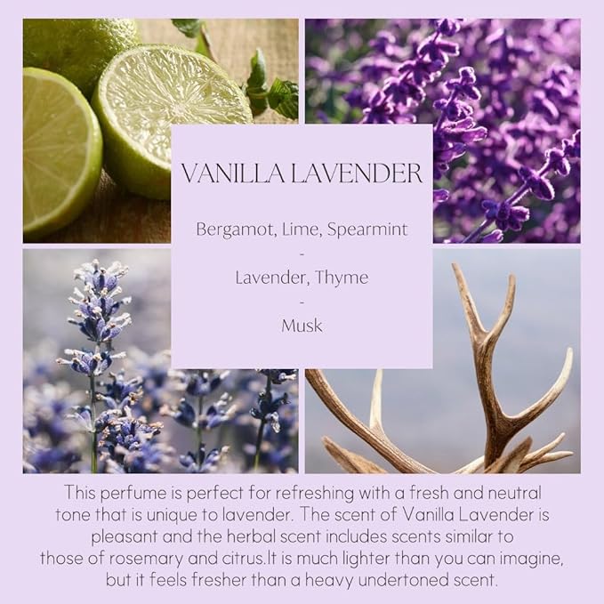 396 St. Vanilla Lavender Scented Oil Refills for Reed Diffuser, 16.9oz(500ml), 10 Fiber Reed Sticks, Home Fragrance