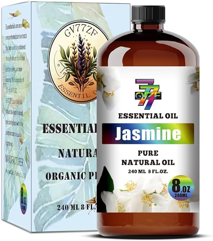 Jasmine Essential Oil - Jasmine Oils for Diffusers, Humidifiers, DIY Candles, Soap, Cleaning, Home, Office, Yoga, Massage, Gifts - 8 fl oz (240 ml) - GV77ZF