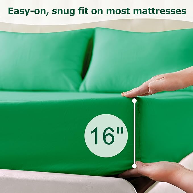 King Size Bed Sheet Set - 4 Piece Soft Microfiber Sheets with Deep Pockets, Cooling Technology, and Wrinkle-Free Pillowcase. Hotel-Quality, Durable Bedding, Mint Green