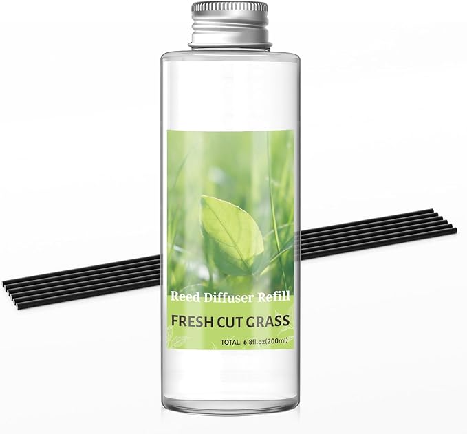SCENTORINI Reed Diffuser Oil Refill, Fresh Cut Grass Essential Oil 6.76 Fl Oz, Natural Long Lasting Aromatherapy Fragrance Oil for Home Bedroom Bathroom Office Spa Air Freshener Home Decor
