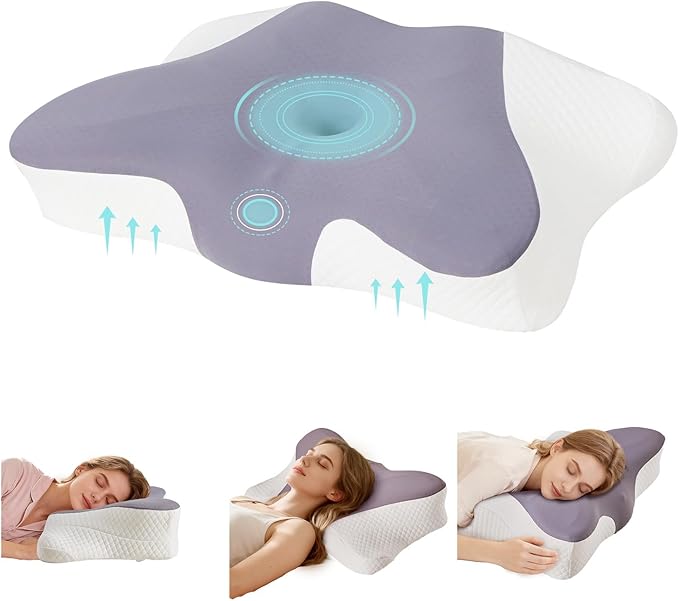 Cervical Neck Pillow Set of 2, Memory Foam Pillow for Neck Pain Relief, Ergonomic Bed Pillow with Neck Support for Side, Back & Stomach Sleepers, Queen, Dark Grey