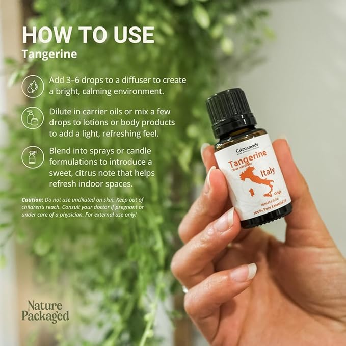 Tangerine Essential Oil - Direct from Citrusmade Italy - Cold Pressed - Aceite Esencial de Mandarina for Aromatherapy, Massage, Diffuser, DIY Candle and Soap Making - 22lbs