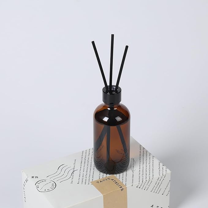 Aroma Reed Diffuser 6.7 Fl.oz Delicate Scent for Home Decor and Air Freshening Reed Scented Diffuser Home Decor Air Freshener for Bathroom Living Room Office (Amber Oud)