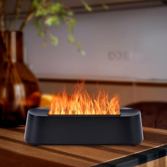 7Color Aroma Diffuser with Remote,Volcano Diffuser for Home Large Room，Flame Diffuser Humidifier 10.7"×3"×3.1" (Black-01)