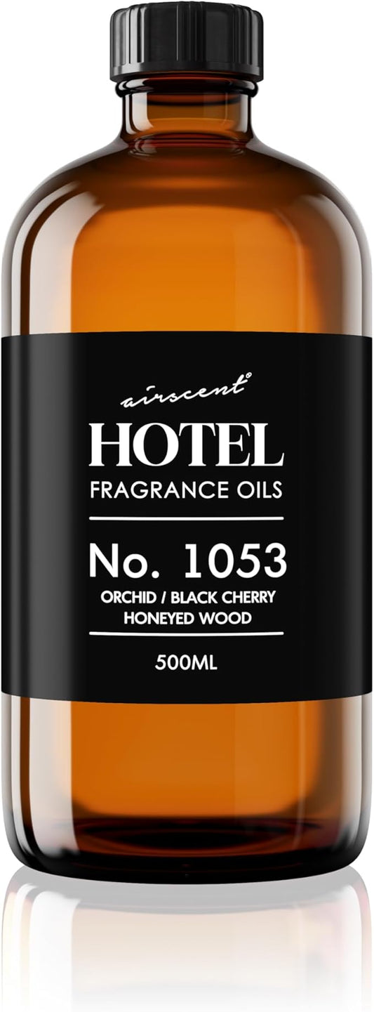 AirScent Black Orchid Hotel Diffuser Oil No. 1053 - Orchid Black Cherry Honeyed Wood - Hotel Diffuser Oil for Ultrasonic and Waterless Diffusers and Crafting - 500 mL, 16.9 fl oz Glass Bottle