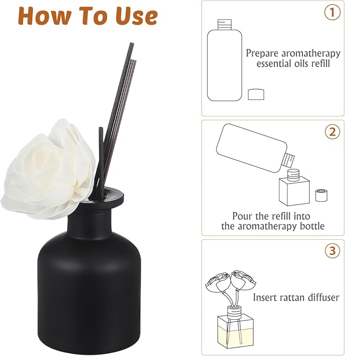 ABOOFAN 4Pcs Flower Diffuser with Cotton Wick, Sola Flowers Aroma Reed Diffuser Replacement for Essential Oil, Decorative Home Office Fragrance Accessories