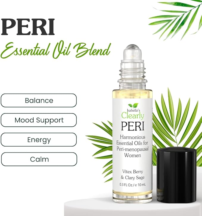 PERI Essential Oil Roll-On for Women | Natural Aromatherapy Blend for Balance, Mood, Drive and Energy with Vitex Berry, Clary Sage, Geranium, Neroli, Orange, and Jojoba