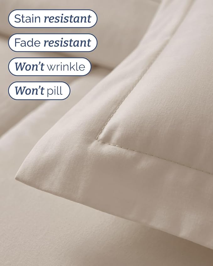 Twin Comforter Set - 5 Piece Bed in a Bag Twin Size Bed Set - Down Alternative Comforter, Flat Sheet, Fitted Sheet, Pillowcase & Sham for All Seasons - Ultra Soft, Cozy, Comfy and Breathable - Wheat