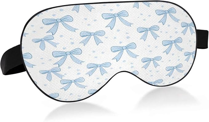Blue Bows Sleep Mask Soft Cooling Eye Masks for Sleeping with Elastic Strap Night Blindfold for Women Men Travel