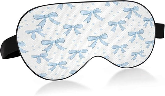 Blue Bows Sleep Mask Soft Cooling Eye Masks for Sleeping with Elastic Strap Night Blindfold for Women Men Travel