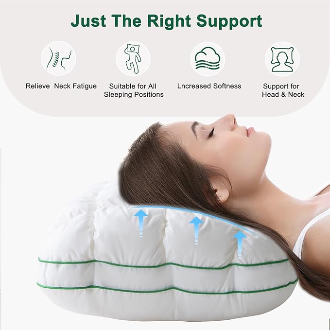 YOUR MOON Fluffy Support Bed Pillow Queen Size, Super Soft Premium Down-Alternative Filling for Sleeping, Luxury Hotel Quality Bed Pillows for Side Sleeper (White)