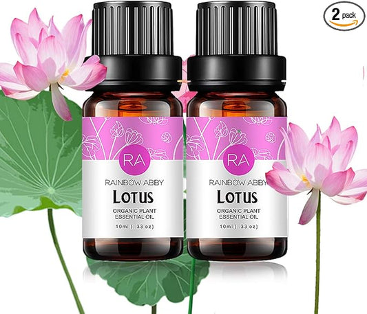 2-Pack Lotus Essential Oil 100% Pure Oganic Plant Natrual Flower Essential Oil for Diffuser Massage Skin Care - 2x10ML