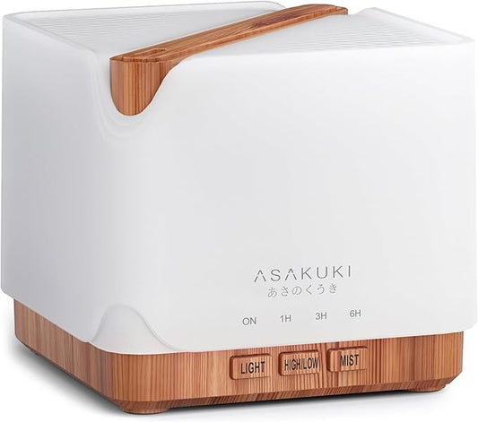ASAKUKI Essential Oil Diffuser for Home, Large 700 ml Humidifier with Automatic Shut-Off, Scent Aromatherapy Diffuser with 7 LED Lights for Living Room, Kitchen, Bedroom, Hotel, Gift for Mom - Yellow