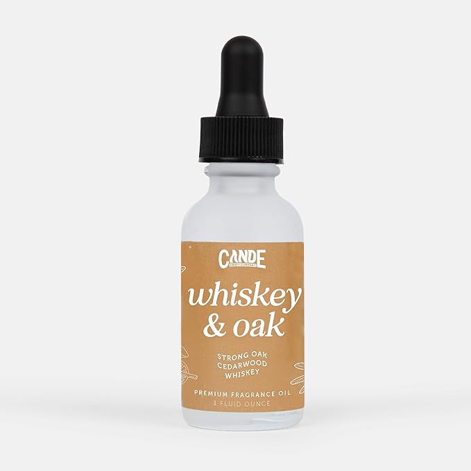CANDECraftCo 1 Fl oz Fragrance Oils for Aromatherapy, Essential Oils for Home Diffusers, DIY Candle and Soap Making, DIY Scented Products (1 oz, Whiskey & Oak)