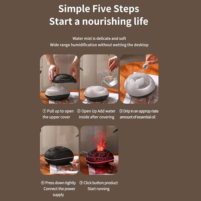ThreeH Cracked Pattern Design Essential Oil Diffuser 200ml Aromatherapy Humidifier with Mood Light Auto Safety Unique Art Decor & Gift