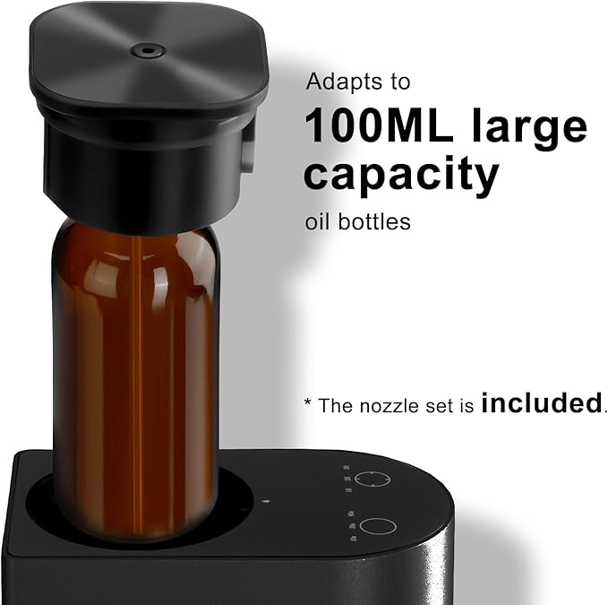 Waterless Essential Oil Diffuser with 8 Color LED Night Light, 3 Mist Levels & Timers, Portable Rechargeable Aromatherapy Diffuser for Home Car Room Studio Office, Metal (Black-100ml)