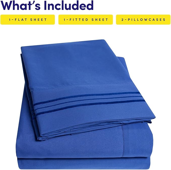 1500 Supreme Collection California King Sheet Sets Royal Blue - Luxury Hotel Bed Sheets and Pillowcase Set for Cal King Mattress - Extra Soft, Elastic Corner Straps, Deep Pocket Sheets Royal Blue