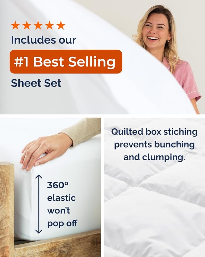 Twin XL Comforter Set - 5 Piece Bed in a Bag Twin XL Size Bed Set - Down Alternative Comforter, Flat Sheet, Fitted Sheet, Pillowcase & Sham for All Seasons - Ultra Soft, Comfy and Breathable - White