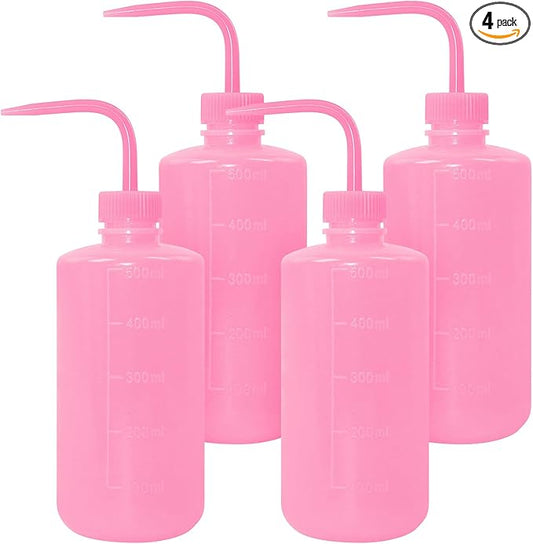 4 Packs Tattoo Wash Bottle Water Squirt Squeeze Diffuser Bottles (Pink, 500ml)
