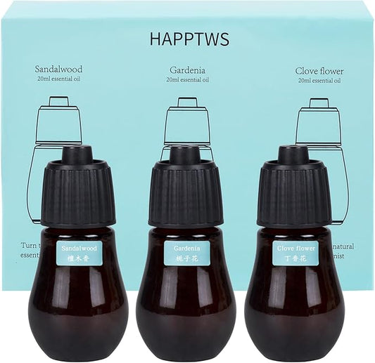 Aromatherapy Essential Oil Set - 3-Piece Essential Oil Set in Three Flavors: Sandalwood, Gardenia, Clove Flower