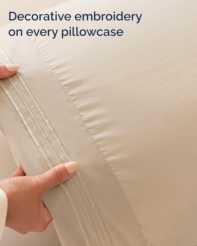 Full XL Bed Sheet - 4 Piece Full XL Bed Sheets Set - Ultra-Soft, Comfy, Breathable & Cooling - Hotel Luxury Bedding for Women & Men with Deep Pockets - Wrinkle Free & Fade Resistant - Oeko-Tex - Cream