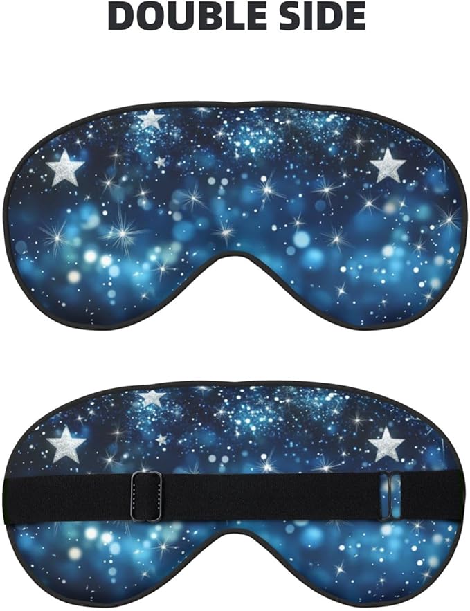 Glittering Star Sleep Mask Eye Mask with Adjustable Strap Eye Sleep Shade Cover Blocks Light for Women Men Airplane Travel Nap