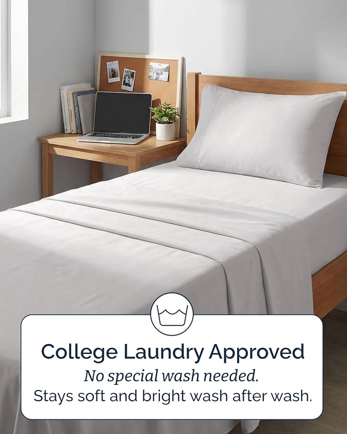 Extra Deep Twin XL Sheet Set - 3 Piece Breathable & Cooling Bed Sheets - Easily Fits 18 to 24 inch Mattress - Ultra Soft, Wrinkle & Fade Free w/ Extra Deep Pockets - Hotel Luxury Bedding - French Grey