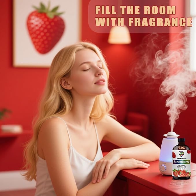 Strawberry Essential Oil - Strawberry Oils for Diffusers, Humidifiers, DIY Candles, Soap, Cleaning, Home, Office, Yoga, Massage, Gifts - 4 fl oz (120 ml) - GV77ZF