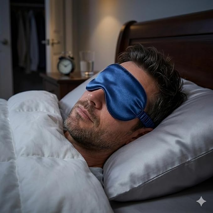 Silk Eye Mask for Sleeping - Satin Eye Cover with Silk Storage Bag Blue 3 Pcs Save 20%