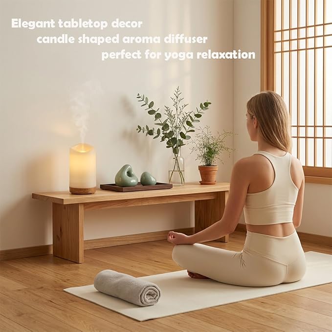 Essential Oil Diffuser,130ml Candle Shape Aromatherapy Diffuser for Home Decoration,Air Humidifier with 7 LED Color Night Light for Office Gifts