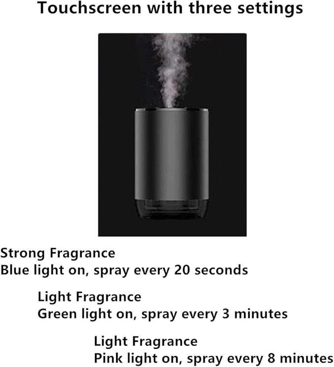 Smart Car Air Freshener 50ML Perfume Ultrasonic Mist Aromatherapy Diffuser Portable Humidifier for Car and Home Use Automatic Start and Stop 3 Modes 4 Freshness Principles(White Tea)