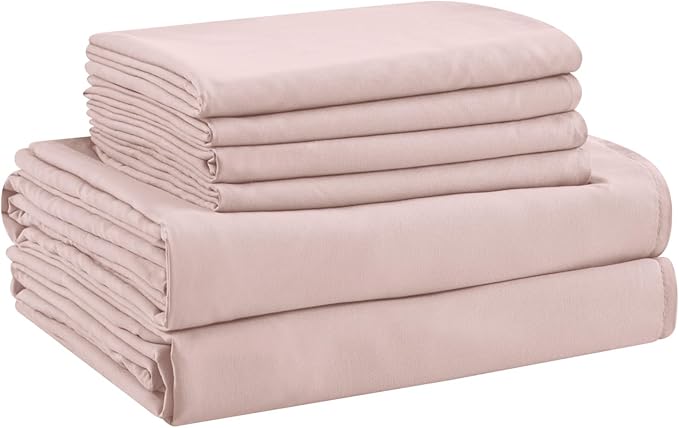 Cal King Size Sheets Set - 6 Piece Luxuriously Soft & Cooling Sheets Cal King Size - Ultra Soft 16" Deep Pocket Cal King Sheet Set - Fitted Sheet & Pillowcase Sets (Cal King Baby Pink)