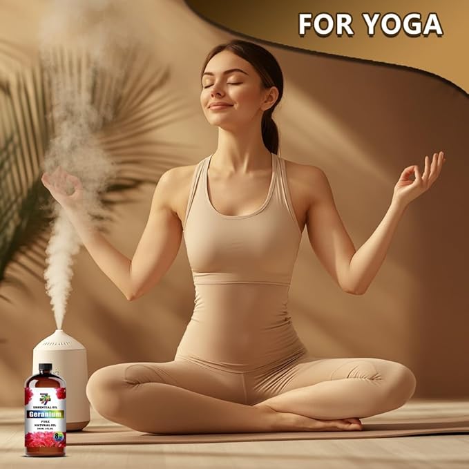 Geranium Essential Oil - Geranium Oils for Diffusers, Humidifiers, DIY Candles, Soap, Cleaning, Home, Office, Yoga, Massage, Gifts - 8 fl oz (240 ml) - GV77ZF