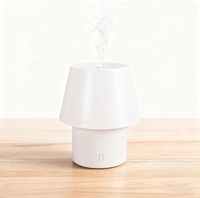 Asixxsix Essential Oil Diffuser Lamp, 6.8x5.6Inch 160ml Ultrasonic Aromatherapy Diffuser with Night Light, Quiet Running, USB Powered, for Home, Office (Flat Top)