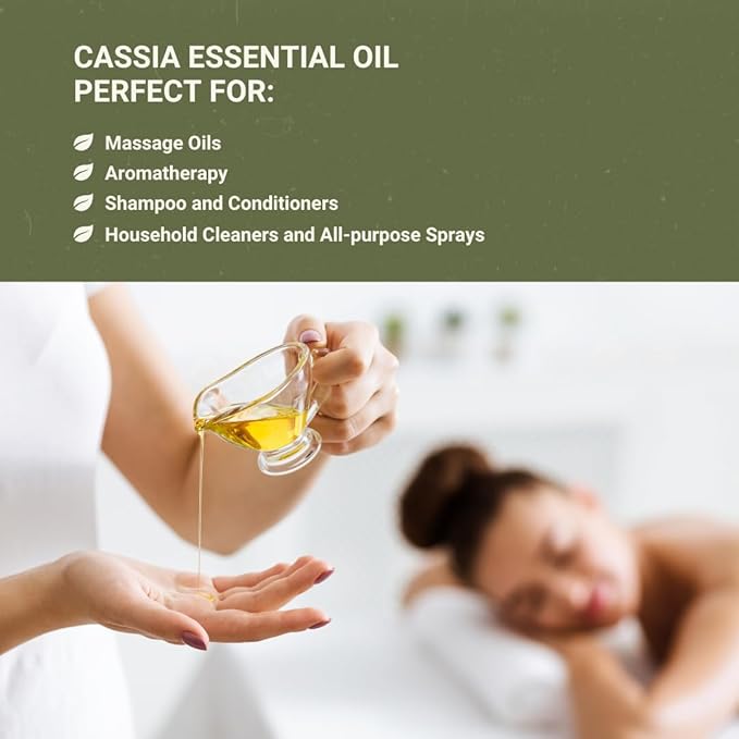 Cassia Essential Oil - Direct from Vietnamese Mountain Farms - Steam Distilled - Aceite de Casia for Aromatherapy, Massage, Diffuser, DIY Candle and Soap Making - 15ml