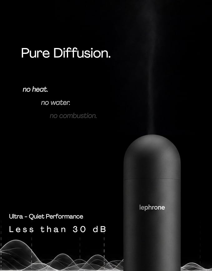 Smart Cold Air Diffuser Waterless Oil Aromatherapy Machine, Bluetooth Scent Diffuser, Cylindrical Capsule Shape, Quiet Modern Home Fragrance Diffuser 100ml, Portable (Black)