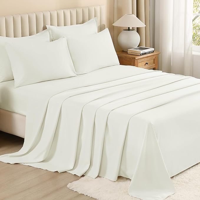 Litanika Twin/Twin XL Size Comforter Sets Grey Ivory - 5 Pieces Bed in a Bag Twin/Twin XL Bedding Comforter Sets, Solid Lightweight Bed Set with Comforter, Sheets, Pillowcase & Sham
