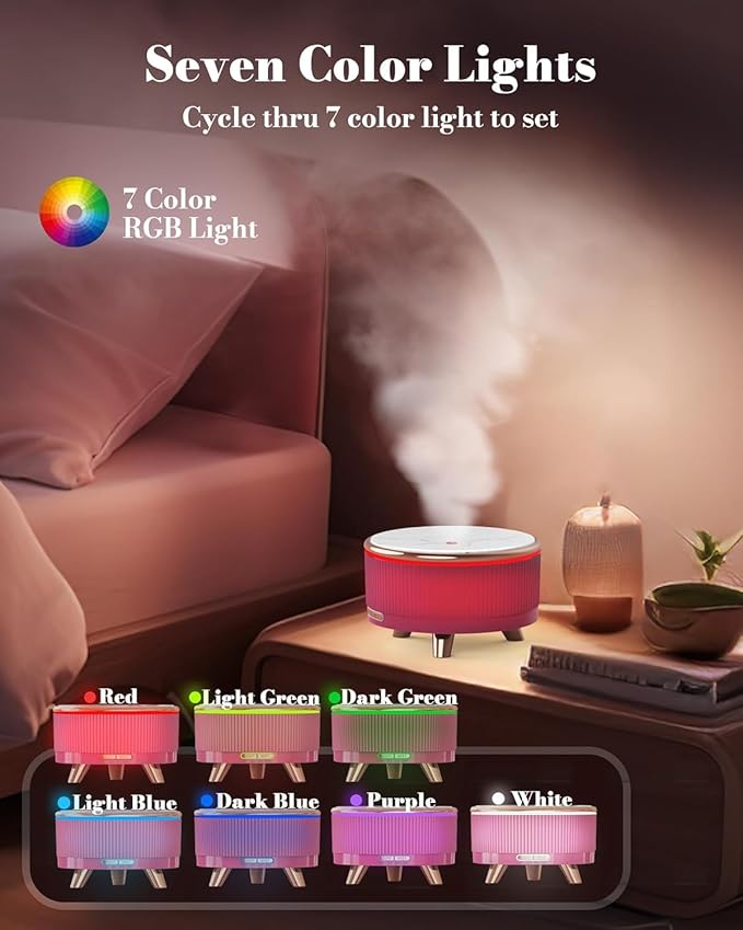 500ml Large Room Aromatherapy Humidifier, Home Essential Oil Diffuser, with Remote Control, Large Room Essential Oil Diffusers, 6 Colors Optional-White