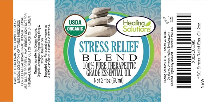 Healing Solutions Stress Relief Blend Essential Oil - 100% Pure Therapeutic Grade - 60ml - Aromatherapy Oils