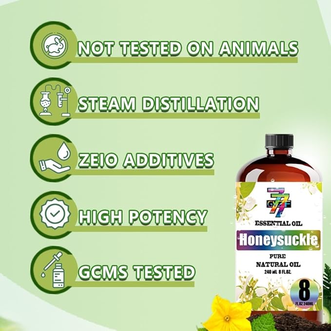 Honeysuckle Essential Oil - Honeysuckle Oils for Diffusers, Humidifiers, DIY Candles, Soap, Cleaning, Home, Office, Yoga, Massage, Gifts - 8 fl oz (240 ml) - GV77ZF