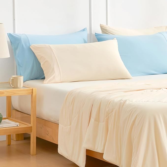 Cozy Bliss Cooling Pillow Cases for Hot Sleepers, Q-Max>0.45, King Size Set of 2, Soft & Silky Pillow Covers with Envelope Closure,Gift, Yellow, 20x36 Inches
