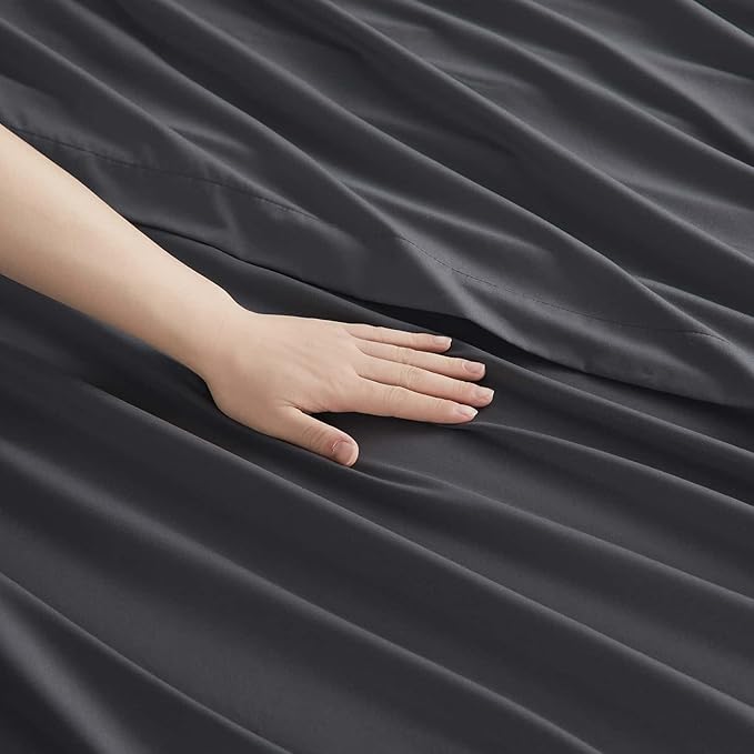 Clara Clark Full Sheets, 6 Piece Set - Hotel Luxury Bed Sheets, Super Soft Bedding Set, Full Size, Charcoal Gray