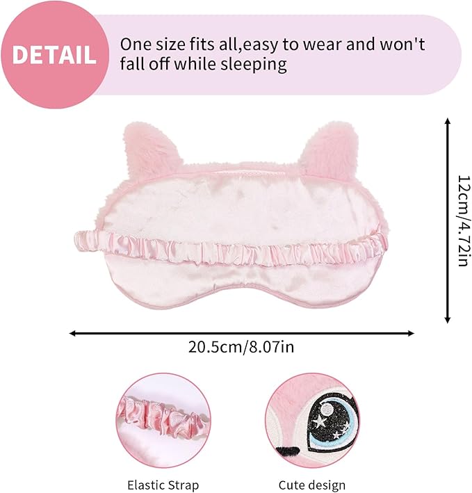 PERFECTSIGHT Sleep Eye Masks, Cute Plush Sleep Eye Cover Lightweight Adjustable Eyeshade Faux Fur Mask Cover for Women Men Sleep Travel Nap, Fox