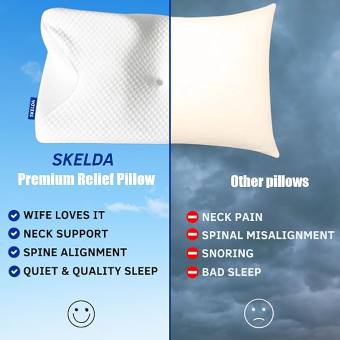 Premium Relief Pillow, 2026 New 2-in-1 Ergonomic Pillow with Case, Adjustable Memory Foam Supports Pillows, Orthopedic Bed Pillows for Side Back Stomach Sleeper (1PC-White)