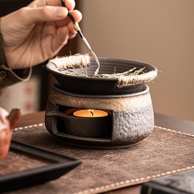 Ceramic Aromatherapy Stove Essential Oil Burner, Aromatherapy Kit,Handmade Zen Incense Burner Kit for Home Office,Tea Light Candle Holders Teapot Warmer for Meditation,Vintage Crack-Resistant Ceramic