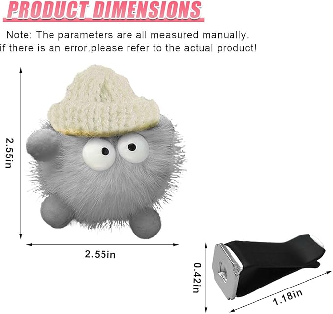 YoRise Coal Ball Car Dashboard Air Vent Trim Clips, Cute Car Vent Clip, Auto Diffuser Outlet Clip Charm, Universal Vehicle Interior Decoration Accessories for Women Girls (Gray)