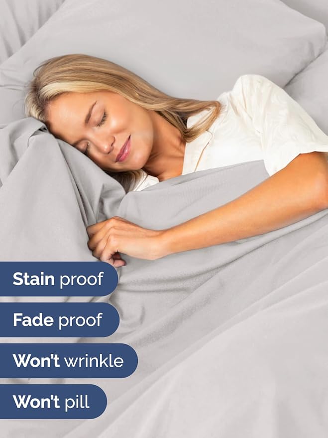 Extra Deep Cal King Sheet Set - 4 Piece Breathable & Cooling Bed Sheets - Easily Fits 18 - 24 inch Mattress - Ultra Soft, Wrinkle & Fade Free w/ Extra Deep Pockets - Hotel Luxury Bedding - French Grey